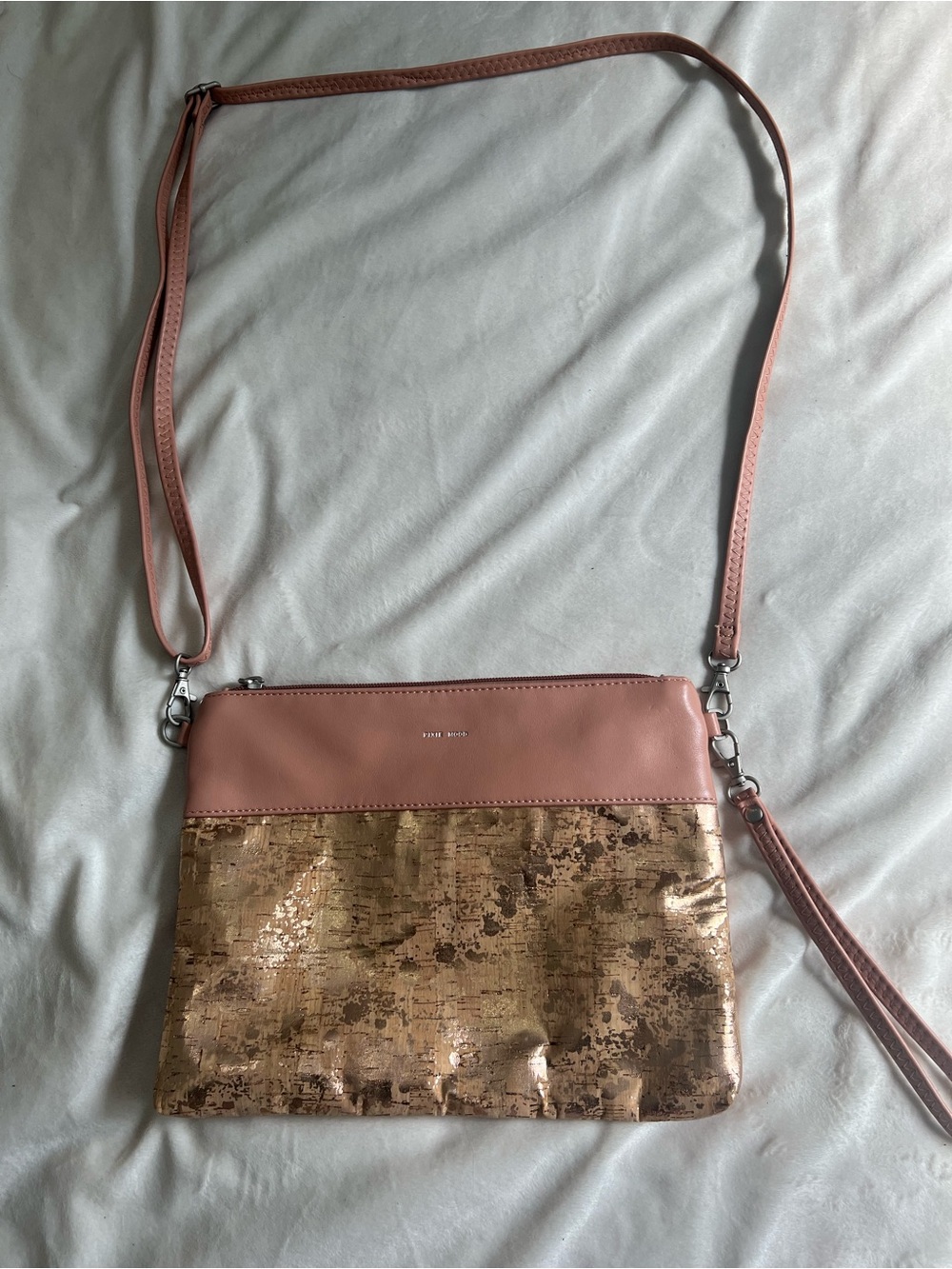 Pixie Mood Blush Pink and Metallic Gold Crossbody Bag